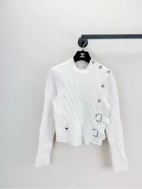 Dior White Knit Crewneck Sweater